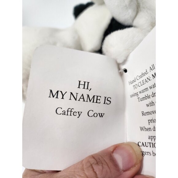 Vintage 1995 Black White Plush Soft Toy Cow Hand Puppet Happiness Always NEW - Picture 3 of 12